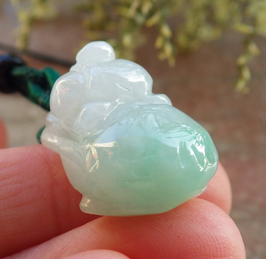 Certified Icy Green Burma 100% Natural A Jade jadeite Pendant Zodiac Pig Boar Money Coin Necklace 发财猪 643959  TN