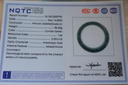 Certified Icy Green Burma 100% Natural A JADE Jadeite Dragon Phoenix Longevity Bangle Bracelet 65 mm 手镯 644110  TN