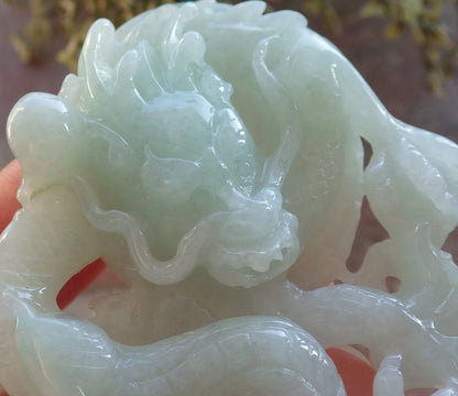 Certified Green Burma 100% Natural A Jade jadeite Pendant Dragon Money Coin Necklace 生意兴隆 644138  TN