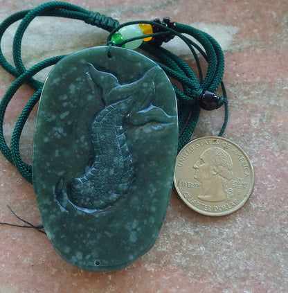 Certified Green Burma 100% Natural A Jade jadeite Pendant Dragon Necklace 生意兴隆 644147  TN
