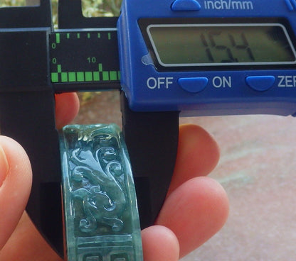 Certified Icy Green Burma 100% Natural A JADE Jadeite Dragon Phoenix Longevity Bangle Bracelet 60.8 mm 手镯 644156  TN