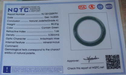 Certified Icy Green Burma 100% Natural A JADE Jadeite Dragon Phoenix Longevity Bangle Bracelet 60.8 mm 手镯 644156  TN
