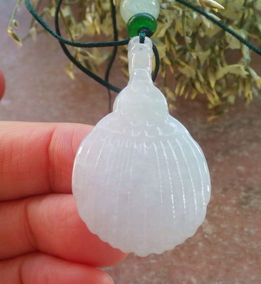 Certified Green Pale Lavender Burma 100% Natural A Jade jadeite Pendant Fan Necklace 风生水起 644175  TN