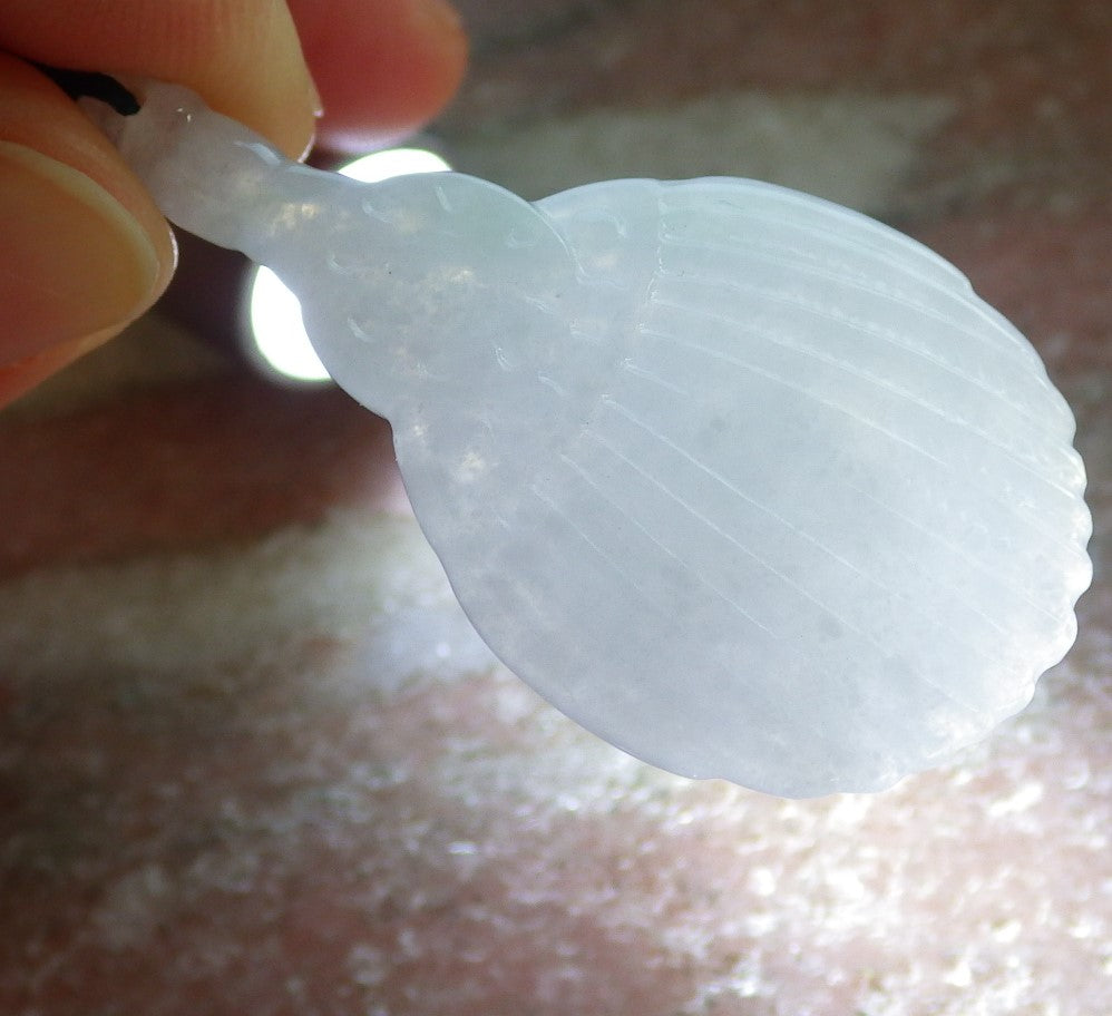 Certified Green Pale Lavender Burma 100% Natural A Jade jadeite Pendant Fan Necklace 风生水起 644175  TN