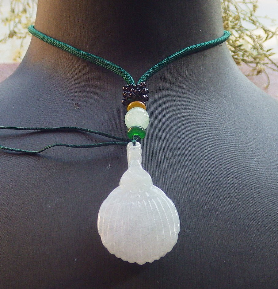 Certified Green Pale Lavender Burma 100% Natural A Jade jadeite Pendant Fan Necklace 风生水起 644175  TN