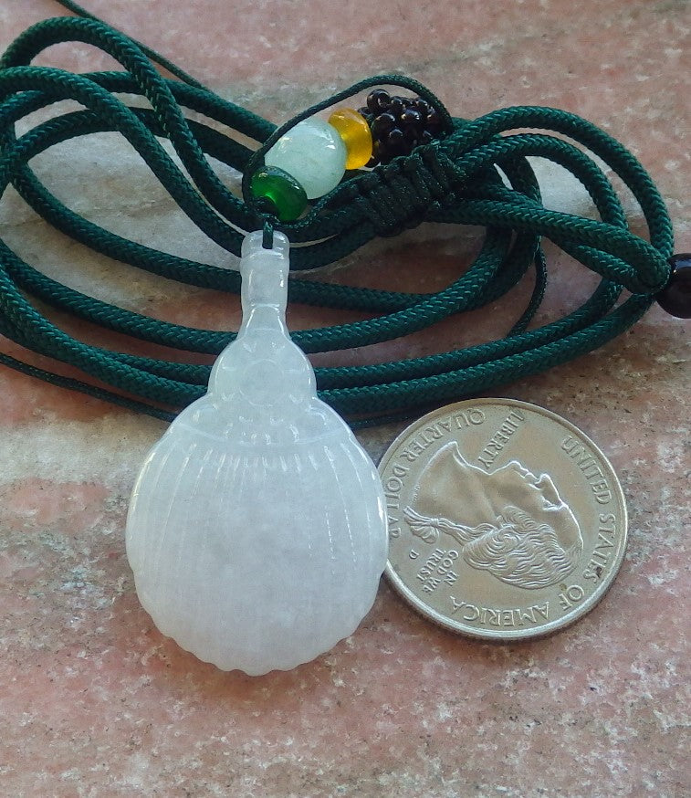 Certified Green Pale Lavender Burma 100% Natural A Jade jadeite Pendant Fan Necklace 风生水起 644175  TN