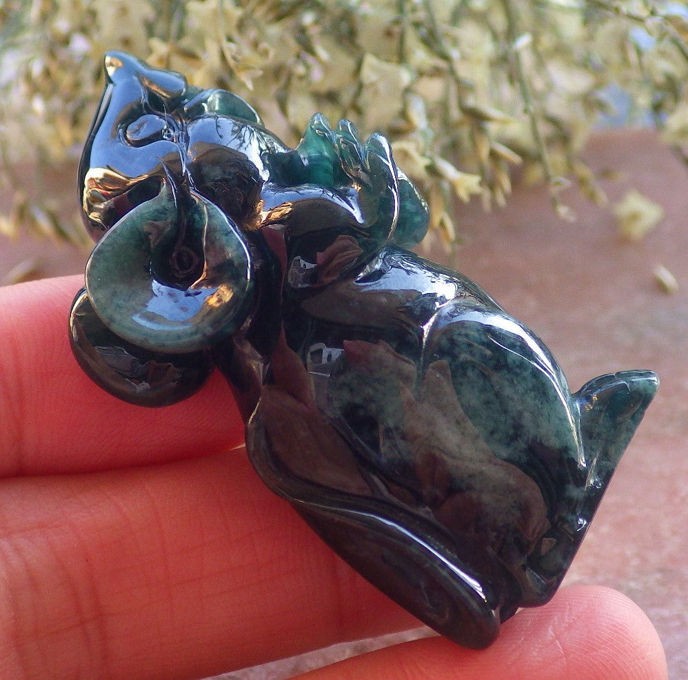 Certified Icy Green Burma 100% Natural A Jade jadeite Display Mouse Rat Money Coin 发财鼠 644259  TN