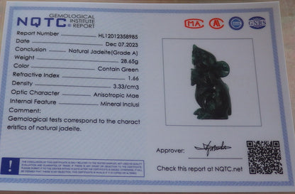 Certified Icy Green Burma 100% Natural A Jade jadeite Display Mouse Rat Money Coin 发财鼠 644259  TN