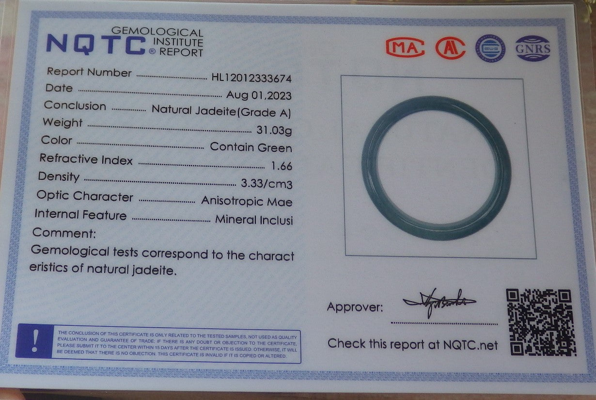Certified Green Burma 100% Natural A JADE Jadeite Bangle Bracelet 53 mm 手镯 644270  TN
