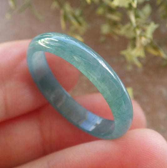 Certified Icy Green Burma 100% Natural A JADE Jadeite Circle RING USA. 10.25 戒指 644360  TN