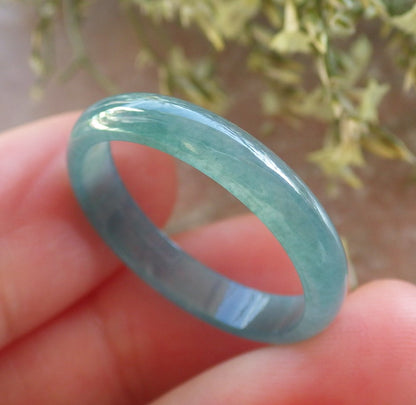 Certified Icy Green Burma 100% Natural A JADE Jadeite Circle RING USA. 10.25 戒指 644360  TN