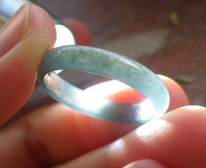 Certified Icy Green Burma 100% Natural A JADE Jadeite Circle RING USA. 10.25 戒指 644360  TN