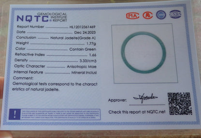 Certified Icy Green Burma 100% Natural A JADE Jadeite Circle RING USA. 10.25 戒指 644360  TN