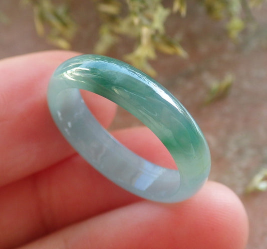 Certified Icy Green Burma 100% Natural A JADE Jadeite Circle RING USA. 7 戒指 644386  TN