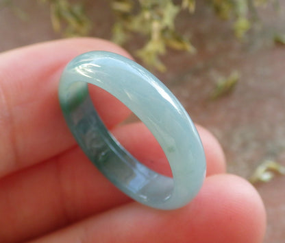 Certified Icy Green Burma 100% Natural A JADE Jadeite Circle RING USA. 7 戒指 644386  TN