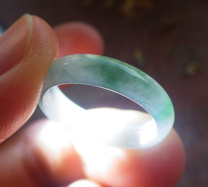 Certified Icy Green Burma 100% Natural A JADE Jadeite Circle RING USA. 7 戒指 644386  TN