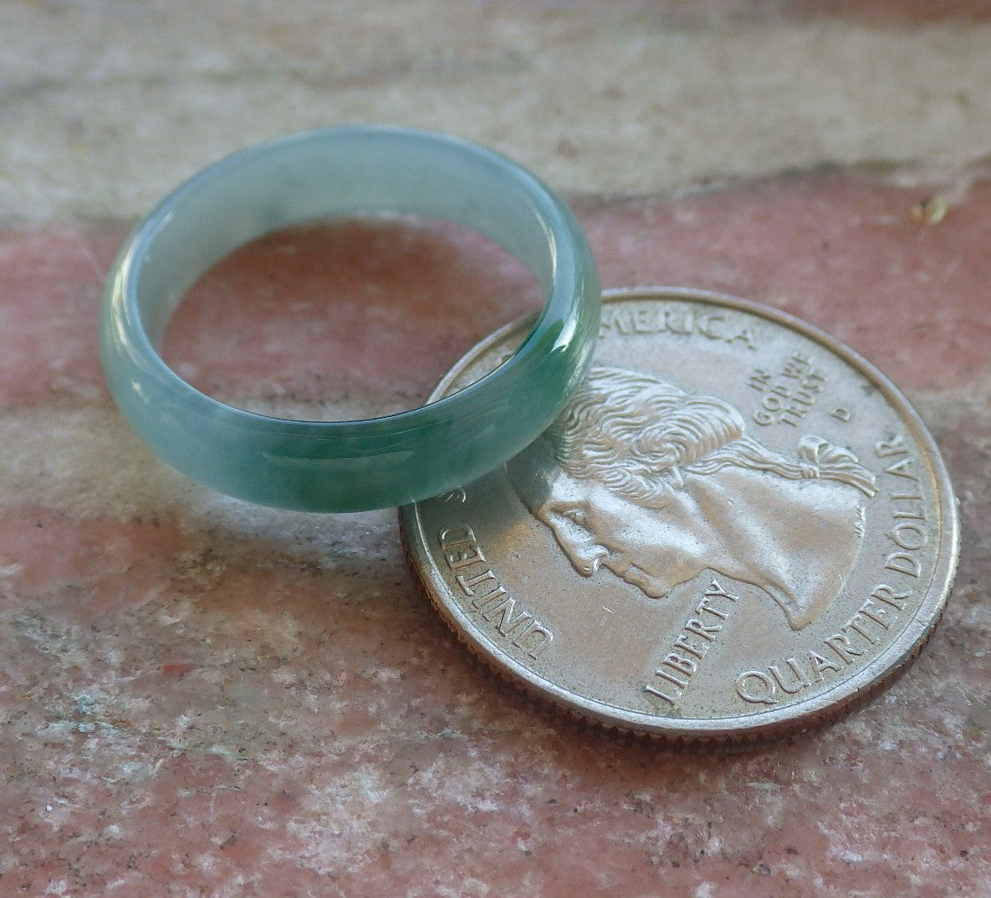 Certified Icy Green Burma 100% Natural A JADE Jadeite Circle RING USA. 7 戒指 644386  TN