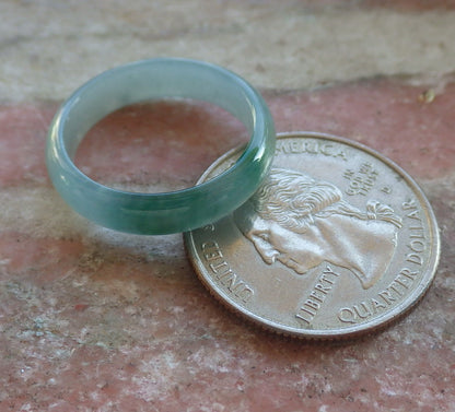 Certified Icy Green Burma 100% Natural A JADE Jadeite Circle RING USA. 7 戒指 644386  TN