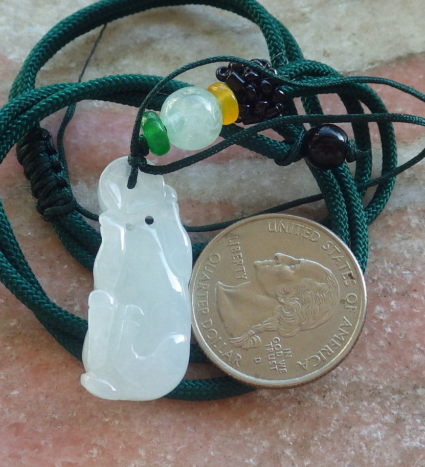 Certified Icy White Burma 100% Natural A Jade jadeite pendant Cow Ox Money Coin Necklace 风水牛 644395  TN