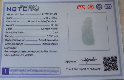 Certified Icy White Burma 100% Natural A Jade jadeite pendant Cow Ox Money Coin Necklace 风水牛 644395  TN