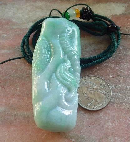 Certified Green Burma 100% Natural A Jade jadeite Pendant Dragon Bead Necklace 生意兴隆 644472  TN