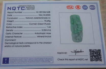 Certified Green Burma 100% Natural A Jade jadeite Pendant Dragon Bead Necklace 生意兴隆 644472  TN