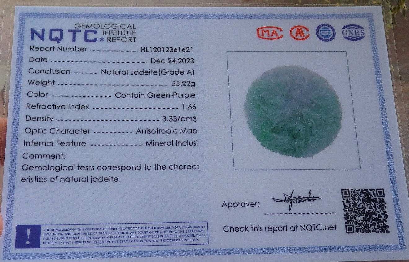 Certified Green Burma 100% Natural A Jade jadeite Pendant 9 Dragon Circle Necklace 九龙 644502  TN