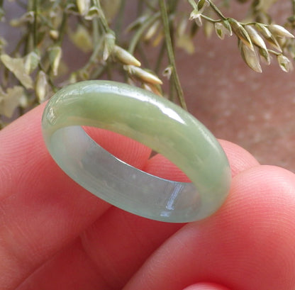 Certified Icy Yellow Green Burma 100% Natural A JADE Jadeite Circle RING USA. 6.25 戒指 644541  TN