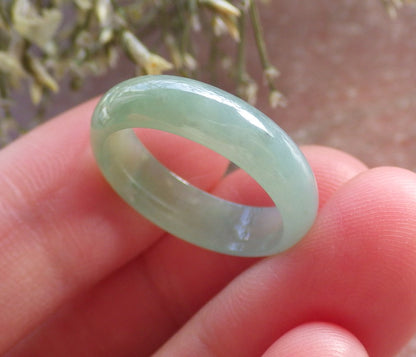 Certified Icy Yellow Green Burma 100% Natural A JADE Jadeite Circle RING USA. 6.25 戒指 644541  TN