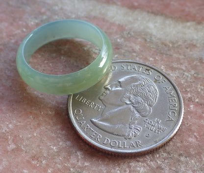 Certified Icy Yellow Green Burma 100% Natural A JADE Jadeite Circle RING USA. 6.25 戒指 644541  TN