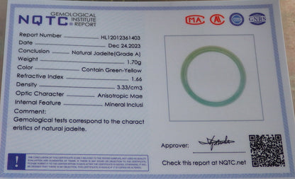 Certified Icy Yellow Green Burma 100% Natural A JADE Jadeite Circle RING USA. 6.25 戒指 644541  TN