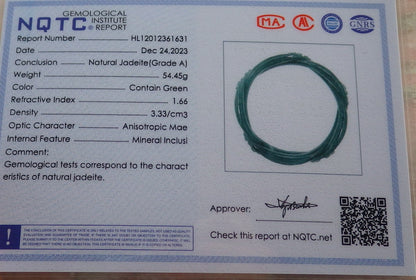 Certified Icy Green Burma 100% Natural A JADE Jadeite Flower Knotted Bangle Bracelet 64 mm 手镯 644616  TN