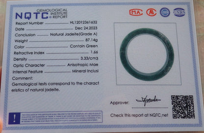 Certified Icy Green Burma 100% Natural A JADE Jadeite Dragon Phoenix Bangle Bracelet 65 mm 手镯 644628  TN