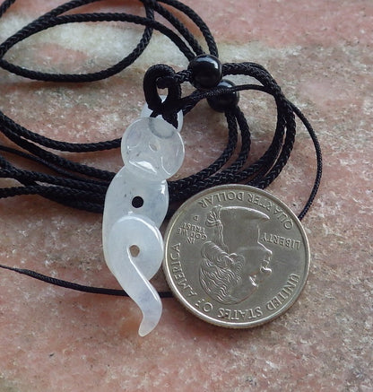 Certified Icy White Burma 100% Natural A Jade jadeite pendant Snake Money Coin Bead Necklace 招财蛇 644669  TN