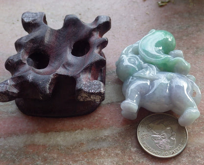 Certified Green Lavender Burma 100% Natural A Jade jadeite Display Elephant Monkey Ruyi Peach Necklace 封侯拜相 644732  TN