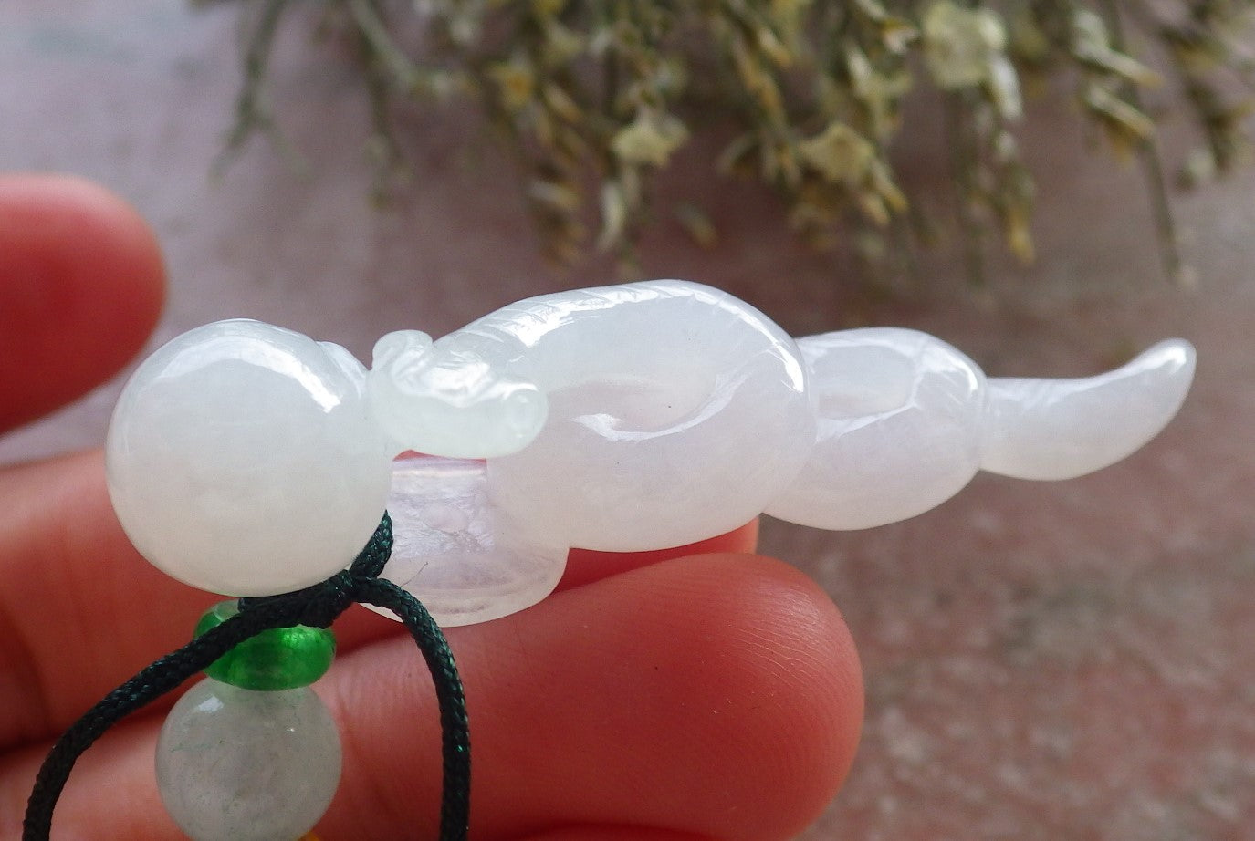 Certified Icy White Burma 100% Natural A Jade jadeite pendant Snake Money Coin Necklace 招财蛇 644749  TN