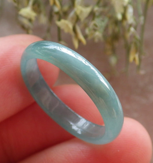 Certified Icy Green Burma 100% Natural A JADE Jadeite  Circle RING USA. 7.75 戒指 644820  TN