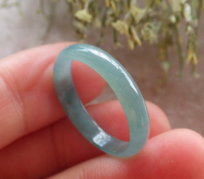 Certified Icy Green Burma 100% Natural A JADE Jadeite  Circle RING USA. 7.75 戒指 644820  TN