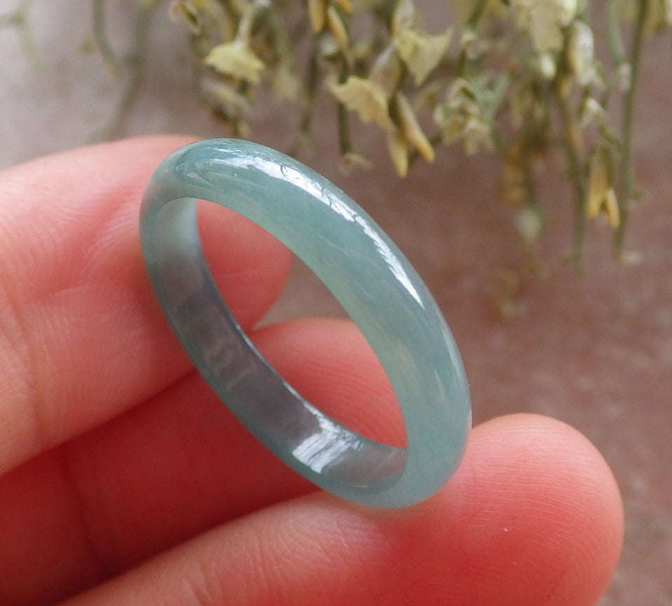 Certified Icy Green Burma 100% Natural A JADE Jadeite  Circle RING USA. 7.75 戒指 644820  TN