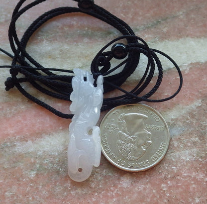 Certified Icy White Burma 100% Natural A Jade jadeite Pendant Dragon Necklace 生意兴隆 644846  TN