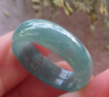 Certified Icy Green Burma 100% Natural A JADE Jadeite  Circle RING USA. 9 戒指 644988  TN