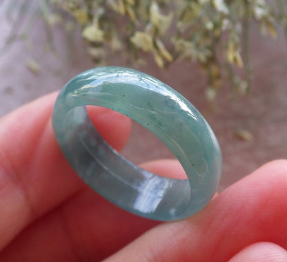 Certified Icy Green Burma 100% Natural A JADE Jadeite  Circle RING USA. 9 戒指 644988  TN