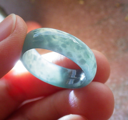 Certified Icy Green Burma 100% Natural A JADE Jadeite  Circle RING USA. 9 戒指 644988  TN