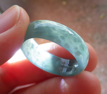 Certified Icy Green Burma 100% Natural A JADE Jadeite  Circle RING USA. 9 戒指 644988  TN