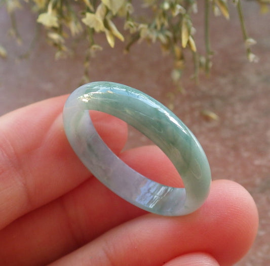 Certified Icy Green Pale Lavender Burma 100% Natural A JADE Jadeite  Circle RING USA. 9.75 戒指 645031  TN