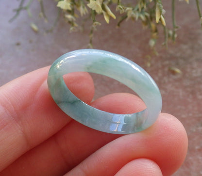 Certified Icy Green Pale Lavender Burma 100% Natural A JADE Jadeite  Circle RING USA. 9.75 戒指 645031  TN