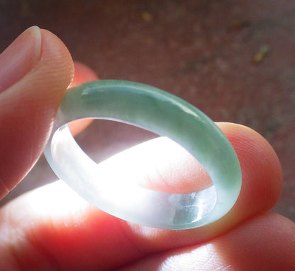 Certified Icy Green Pale Lavender Burma 100% Natural A JADE Jadeite  Circle RING USA. 9.75 戒指 645031  TN