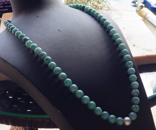 Certified Icy Green Burma 100% Natural A JADE Jadeite Bead Beads Necklace 26 inches 项链 645129  TN