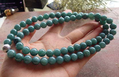 Certified Icy Green Burma 100% Natural A JADE Jadeite Bead Beads Necklace 26 inches 项链 645129  TN