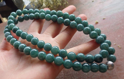 Certified Icy Green Burma 100% Natural A JADE Jadeite Bead Beads Necklace 26 inches 项链 645129  TN
